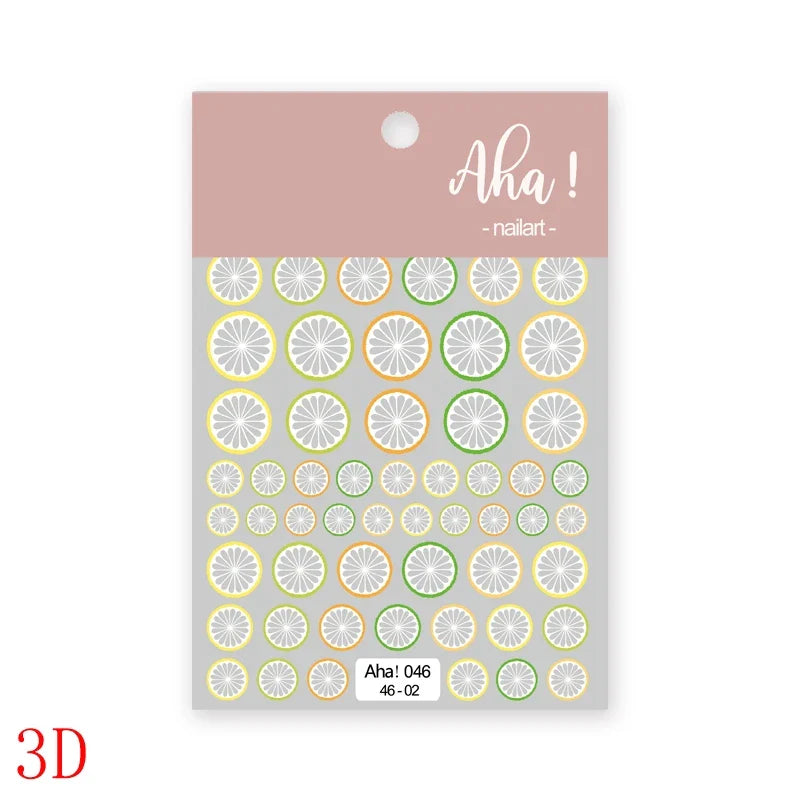1Pc Summer Nail Art Sticker Lemon Nail Decal Nail Art Supplies Cute Fruit Strawberry Cherry Watermelon Avocado Lemon Nail Design (ONLINE ORDER ONLY)