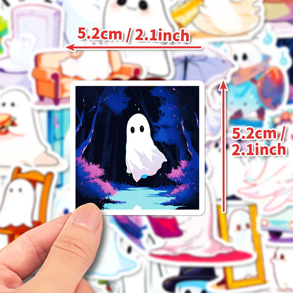 10/30/50PCS Cute Halloween Ghost Stickers Funny Cartoon Sticker For Kids DIY Notebook Fridge Phone Luggage Laptop Bike Decal Toy (ONLINE ORDER ONLY)