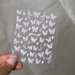 1pcs Pink Christmas Nail Stickers Shiny Shell Light Nail Art Parts Stickers Cute Snowflakes Star Wreath Nail Decorations Decals* (ONLINE ORDER ONLY)