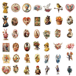 10/30/50PCS Vintage Old Times Cartoon Stickers Victorian Cute Angel Decals Suitcase Scrapbook Phone Laptop DIY Waterproof Toys (ONLINE ORDER ONLY)