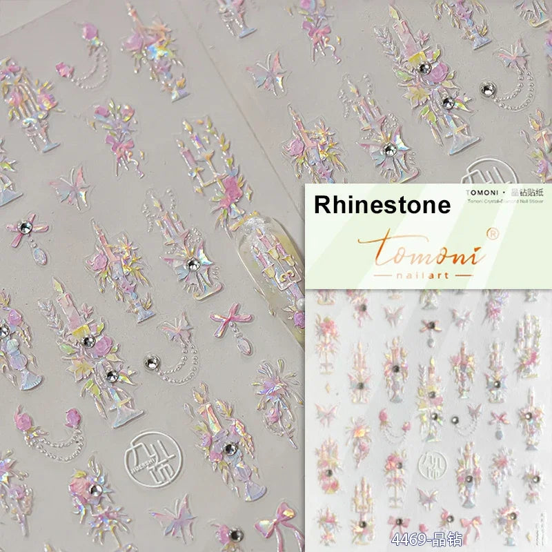 Dreamy Moon Star Cloud Butterfly Starrylight Rhinestone 5D Soft Embossed Relief Nail Art Sticker 3D Decal Decoration Manicure (ONLINE ORDER ONLY)