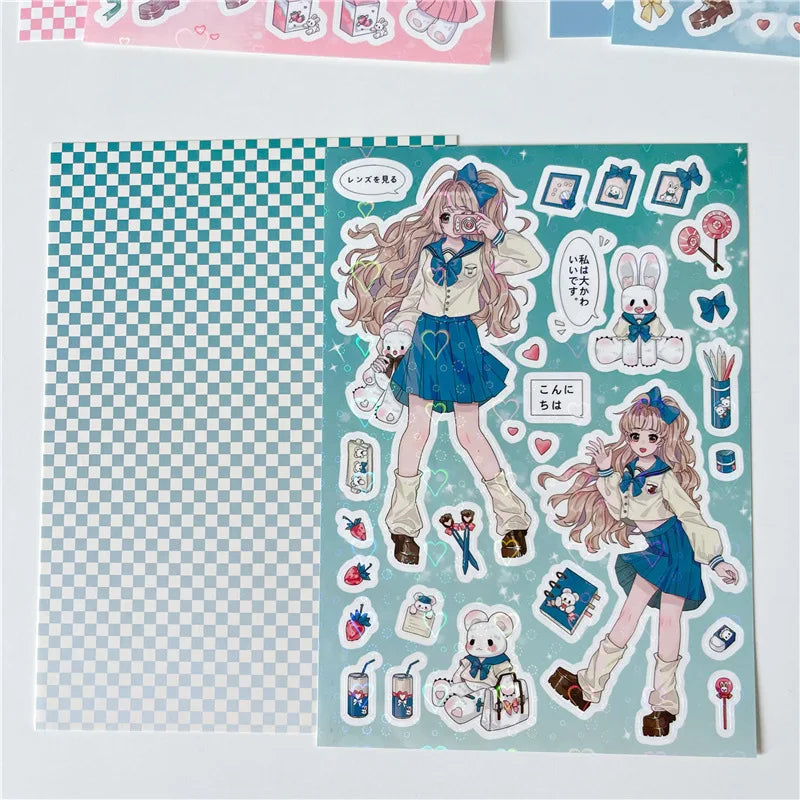 Sweet Cool Campus Girl Series Sticker Scrapbooking DIY Album Decoration Sticker Aesthetic Personalized Kawaii Stationery (ONLINE ORDER ONLY)