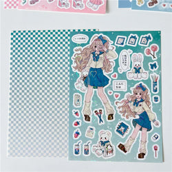Sweet Cool Campus Girl Series Sticker Scrapbooking DIY Album Decoration Sticker Aesthetic Personalized Kawaii Stationery (ONLINE ORDER ONLY)
