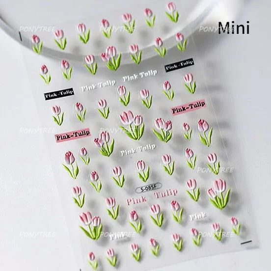 Orchid Daisy Chrysanthemum Peach Blossom Lotus Flower Vase Floral Art Fan Wintersweet Adhesive Nail Art Stickers Manicure Decals (Online Order Only)
