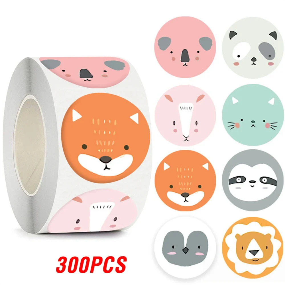 100-500pcs Cartoon Animals Sticker for Children 8 Designs Cute Thank You Scrapbooking Stationery Sealing Labels Rewards Stickers (ONLINE ORDER ONLY)