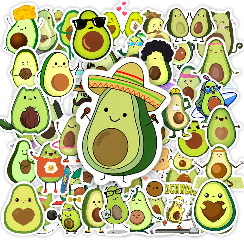 Cartoon Avocado Stickers Cute DIY Toy Gift Decal Decorative Graffiti for Phone Laptop Water Bottles Scrapbook Kids Waterproof (ONLINE ORDER ONLY)