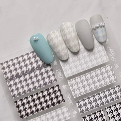 Charming Geometric Black Khaki Brown Grid Houndstooth Snowflake Flat Chic  Adhesive Nail Art Decoration Stickers Manicure Decals (Online Order Only)