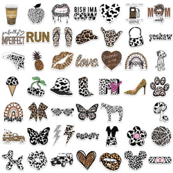 50Pcs Fashion Sexy Leopard Print Animal Sticker Irregular Phone Computer Luggage Motorcycle Helmet Decorative Sticker Decal (Online Order Only)