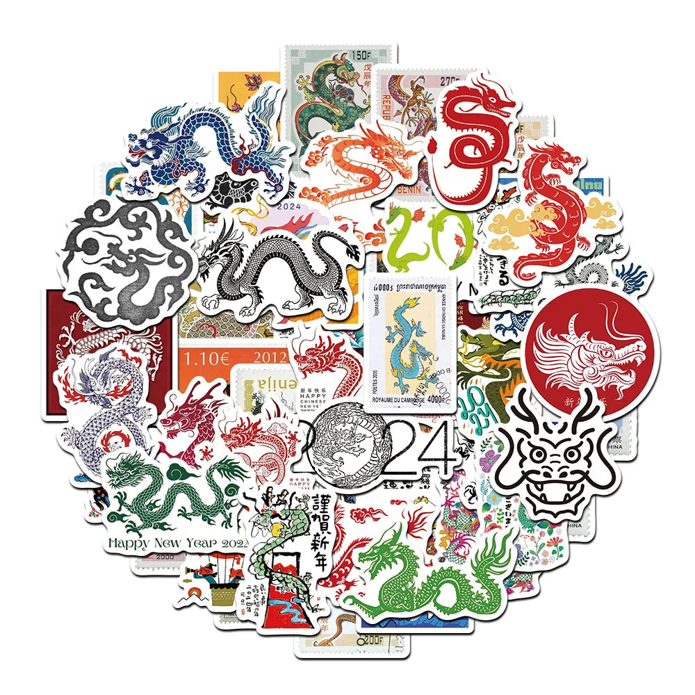 Dragon Cartoon Stickers for Suitcase, Skateboard, Laptop, Luggage, Fridge, Phone, Car - 10/30/53 Pcs (ONLINE ORDER ONLY)