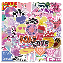 Cool Pink Cartoon Stickers Aesthetic VSCO Girl Decals for Laptop Phone Skateboard Guitar PVC 10/30/50pcs (Online Order Only)