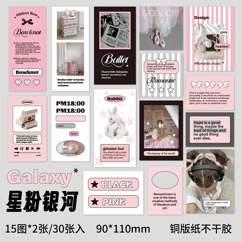 30Pcs Korean Ins Cute Girl Heart Scrapbooking Stickers Hand Account Idol Card Album DIY Phone Deco Material Stationery Sticker (ONLINE ORDER ONLY)