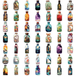 10/30/50PCS INS Style Bottle World Cartoon Stickers Aesthetic Decal Luggage Skateboard Cute Graffiti Girl Gradient Sticker Toys (ONLINE ORDER ONLY)