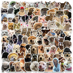 10/50/100pcs Cute Dog Cat MEME Funny Animals Stickers Kawaii Cartoon Decals Fridge Skateboard Notebook Luggage Phone Sticker Toy (Online Order Only)