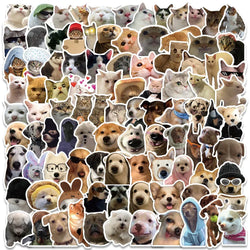 10/50/100pcs Cute Dog Cat MEME Funny Animals Stickers Kawaii Cartoon Decals Fridge Skateboard Notebook Luggage Phone Sticker Toy (Online Order Only)