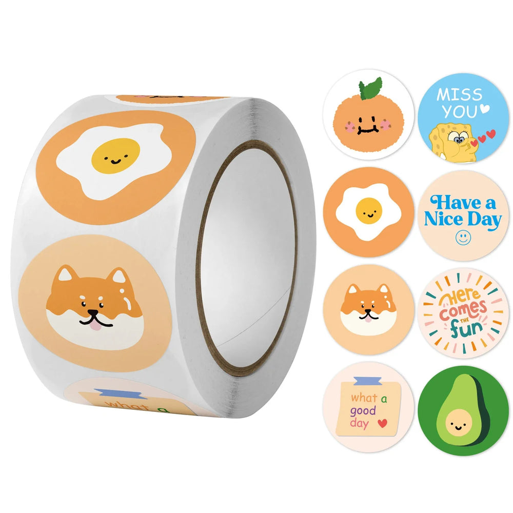 100-500pcs Round Cute Cartoon Rabbit Stickers Children Stationery Reward Stickers Gift Package Sealing Decor Labels (ONLINE ORDER ONLY)
