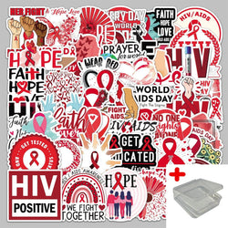 50pcs AIDS Awareness Graffiti Stickers for Wall & Desktop Decoration with Storage Box (Online Order Only)