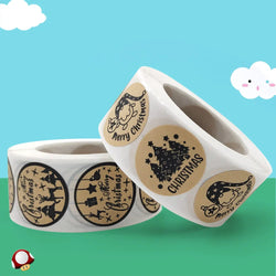 New kraft Paper Christmas White Snowflake Santa Claus Stickers Party Decoration Gift Sealer Office Stationery (ONLINE ORDER ONLY)