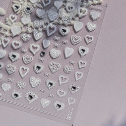 Lovely Heart Strawberry Cherry Bowknot Lace Lolita Crystal Rhinestone Line Rococo Chic Adhesive Nail Art Sticker Manicure Decals (ONLINE ORDER ONLY)