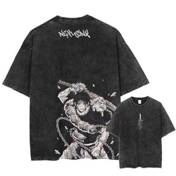 Ryomen Sukuna Washed T-Shirt: Harajuku Oversized Anime Tee (ONLINE ORDER ONLY)