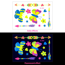 1pc Bohemia Fluorescent Sticker Luminous Temporary Tattoos Stickers UV Glow Fluorescent Tattoo Waterproof For Body Art Decals *& (Online Order Only)