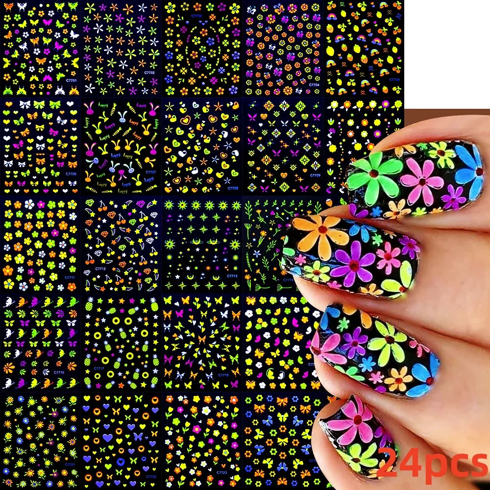 30Sheet 3D Glitter Christmas Nail Art Stickers Santa Claus Snowflake Elk Christmas Tree Design Nail Decals Cartoon Nail Supplies (Online Order Only)