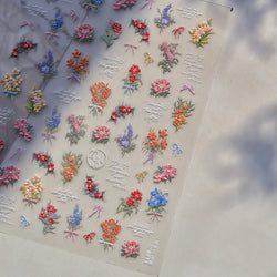 Dried Flower Butterfly Wildflowers Daisy Lily Moth Orchid Garden Self Adhesive Nail Art Stickers Chic Manicure Decals Wholesale (ONLINE ORDER ONLY)
