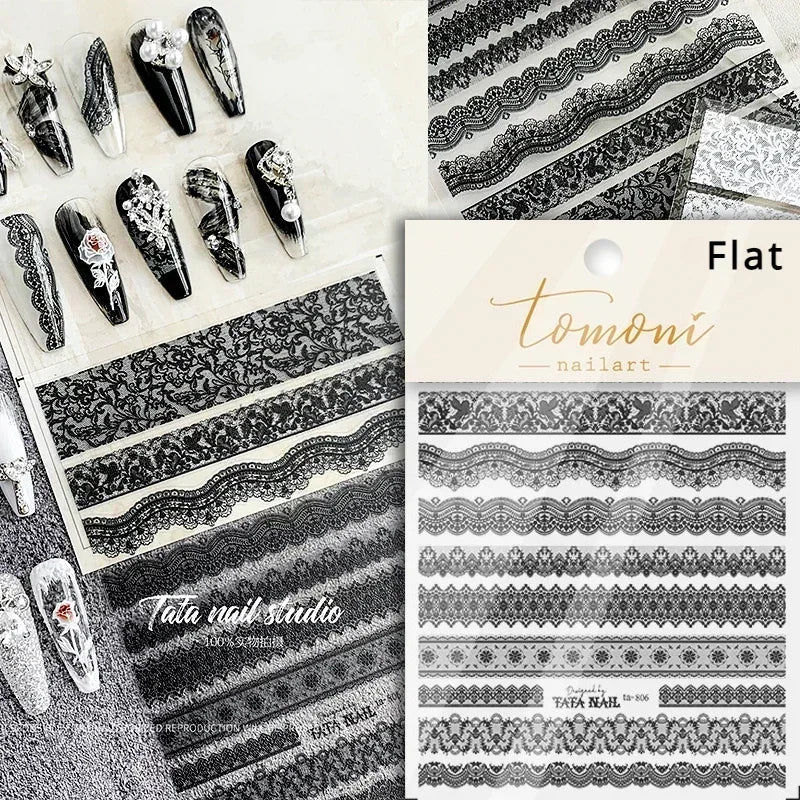 Charming Geometric Black Khaki Brown Grid Houndstooth Snowflake Flat Chic  Adhesive Nail Art Decoration Stickers Manicure Decals (Online Order Only)