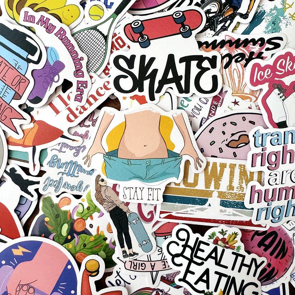 Stay Fit Weight Loss Fitness Stickers 10/50Pcs for Phone, Laptop, Water Bottle (ONLINE ORDER ONLY)