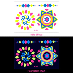 1pc Bohemia Fluorescent Sticker Luminous Temporary Tattoos Stickers UV Glow Fluorescent Tattoo Waterproof For Body Art Decals *& (Online Order Only)