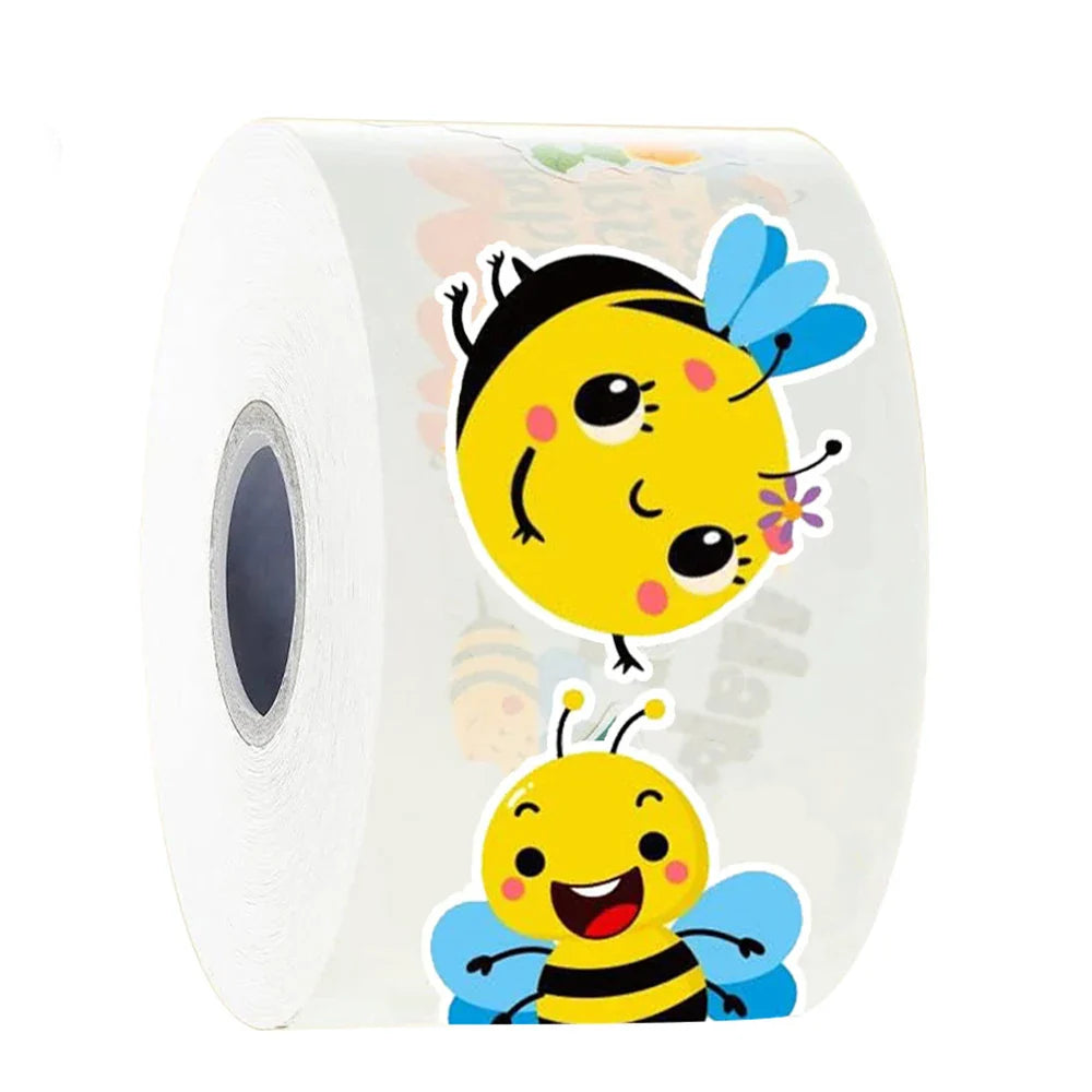 100-500pcs Cartoon Bee Stickers Cute Decals DIY Skateboard Phone Bike Fridge Reward Sealing Label Stationery Sticker (Online Order Only)