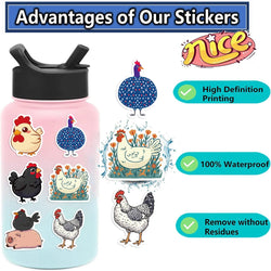 50PCS Cartoon Chicken Animal Stickers Personality Creative Sticker For Desk Refrigerator Phone Skateboard Waterproof Decals﻿ (ONLINE ORDER ONLY)