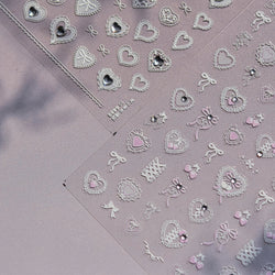 Lovely Heart Strawberry Cherry Bowknot Lace Lolita Crystal Rhinestone Line Rococo Chic Adhesive Nail Art Sticker Manicure Decals (ONLINE ORDER ONLY)