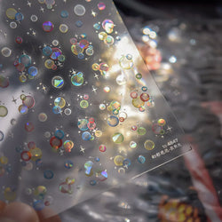 Colorful Bubbles Star Shiny Dreamy Glass Shards Flat 5D Soft Embossed Relief Self Adhesive Nail Art Sticker Chic Manicure Decal (ONLINE ORDER ONLY)