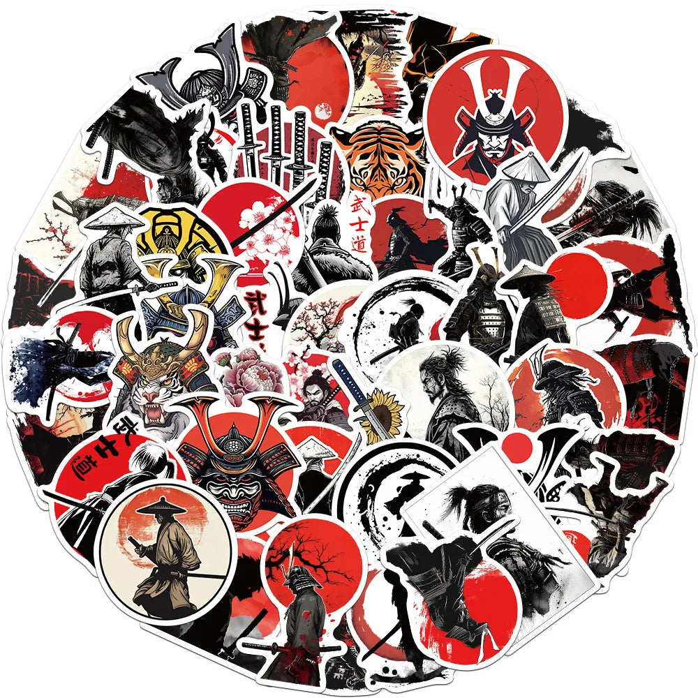Vintage Jianghu Bushido Stickers Waterproof Decal Pack for Laptop, Motorcycle, Luggage, Snowboard, Car (Online Order Only)