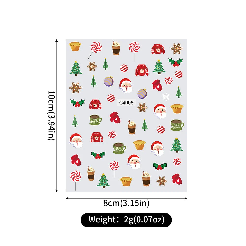 Merry Christmas Penguin Nail Art Sticker 3D Slider Deer Santa Claus Decal New Year Nail Decorations Sticker Manicure Accessories (ONLINE ORDER ONLY)