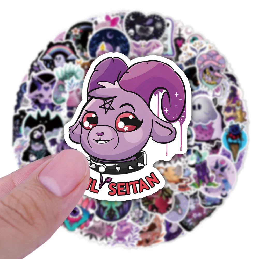 10/30/50/100PCS Cute Gothic Halloween Witch Graffiti Stickers Waterproof Skateboard Laptop Motorcycle Luggage Car Sticker Decal (Online Order Only)