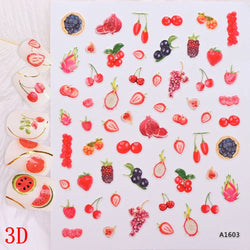 1Pc Summer Nail Art Sticker Lemon Nail Decal Nail Art Supplies Cute Fruit Strawberry Cherry Watermelon Avocado Lemon Nail Design (ONLINE ORDER ONLY)