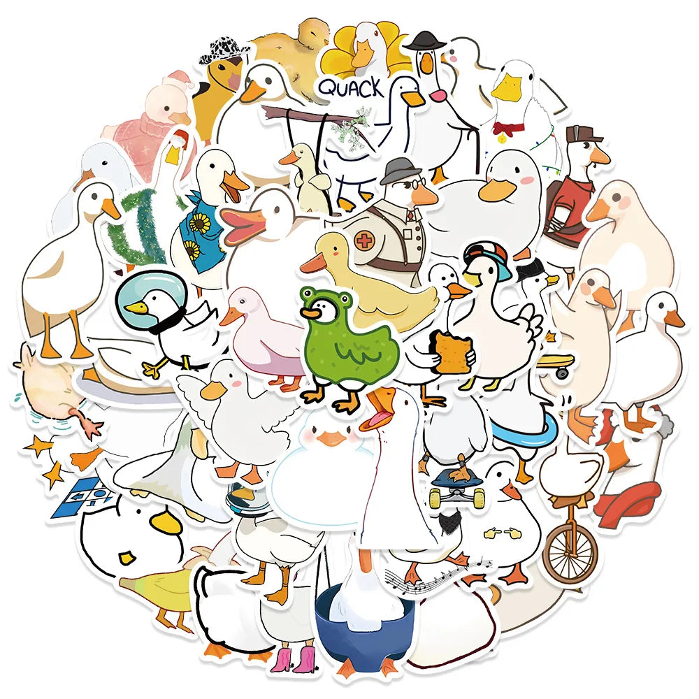 50PCS Mixed Cartoon Cute Duck Stickers Animals DIY Helmet Skateboard Laptop Motorcycle Graffiti Sticker Decals Kids Toy (ONLINE ORDER ONLY)