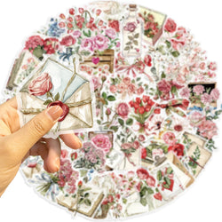 50pcs Flowers and Letters Cartoon Graffiti Stickers DIY Phone Guitar Laptop Notebook Suitcase PET Waterproof Sticker Kids Toy﻿ (Online Order Only)
