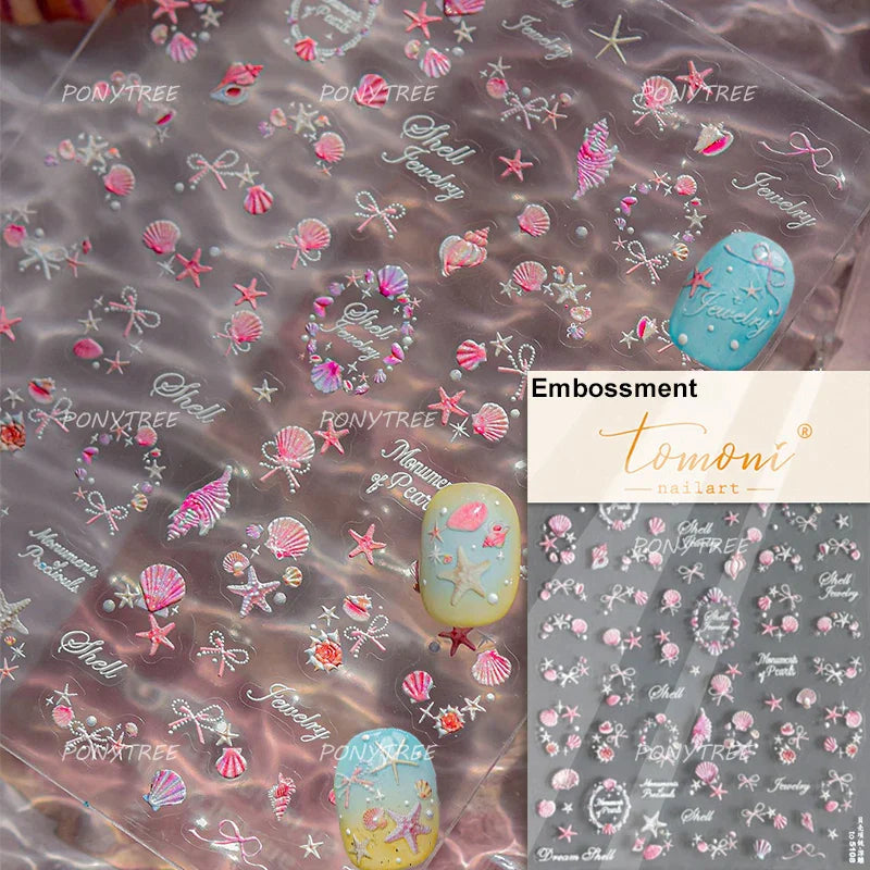 Ocean Elements Starry Sea Shoal of Fish School Water Bubbles Water Bubbles Adhesive Nail Art Decoration Sticker Manicure Decals (Online Order Only)