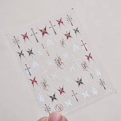 Gothic Dark Spider Butterfly Cross Flame Wings Halloween Horror Rose Flower Rabbit Pumpkin Bear Nail Art Stickers Manicure Decal (ONLINE ORDER ONLY)