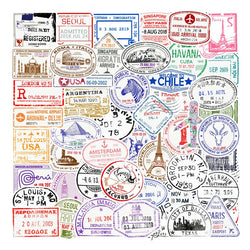 10/30/50PCS Retro Transparent Postmark Stickers DIY Skateboard Fridge Guitar Travel Luggage PVC Waterproof Cool Sticker Kids Toy (Online Order Only)