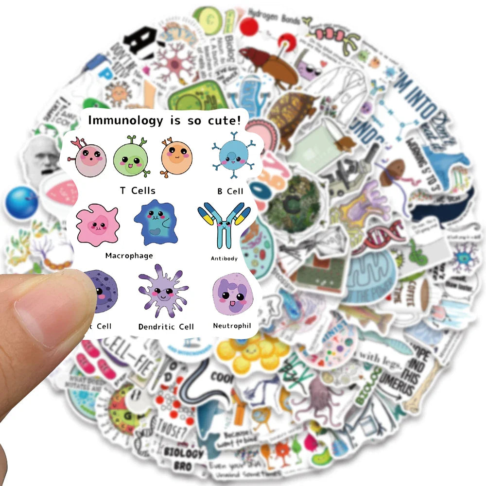 50/100pcs Biology Stickers Funny Aesthetic Decals Vinyl Waterproof Laptop Luggage Fridge Stationery Scrapbook Phone Sticker (ONLINE ORDER ONLY)