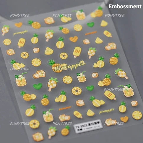 Summer Beach Bikini Watermelon Cat Popsicle Swim Ring Ice Cream Shell Coconut Tree Nail Art Decoration Stickers Manicure Decals (Online Order Only)