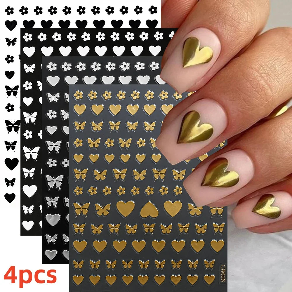5/8Pcs 3D Hawaiian Flowers Nail Art Stickers Summer Decors with Tropical Leaves Slider Vibrant Pink & White Flowers for Parties* (ONLINE ORDER ONLY)