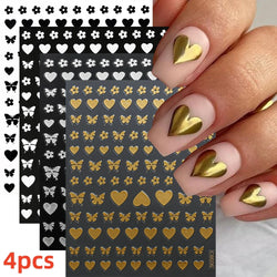 5/8Pcs 3D Hawaiian Flowers Nail Art Stickers Summer Decors with Tropical Leaves Slider Vibrant Pink & White Flowers for Parties* (ONLINE ORDER ONLY)
