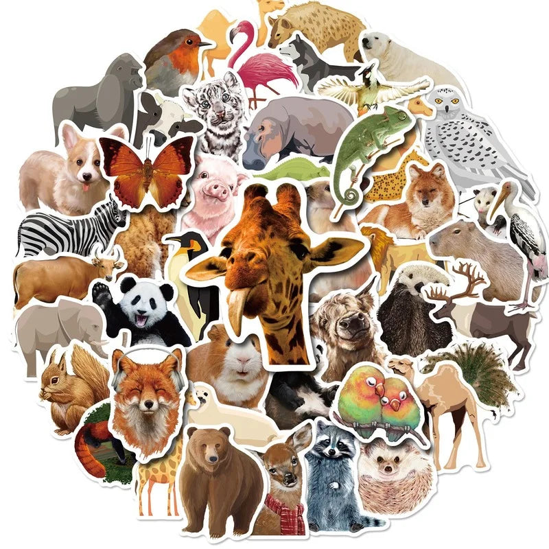 Jungle Zoo Animal Stickers for Laptop, Water Bottle, Phone, Luggage, Notebook - 10/25/50pcs (ONLINE ORDER ONLY)