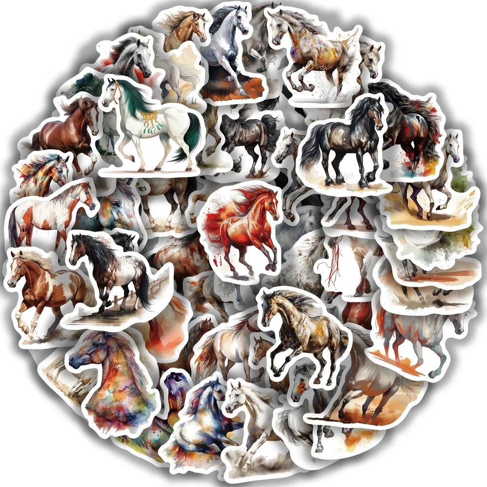 60PCS Horse Funny Animals Stickers Toy DIY Kids Notebook Luggage Motorcycle Laptop Refrigerator Decals Graffiti sticker (ONLINE ORDER ONLY)