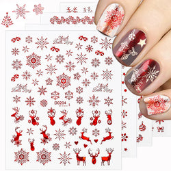 12pcs Cute Christmas Nail Decals Santa Claus Elk Penguin Snowman Cartoon Nail Stickers 3D Self-adhesive Sliders Manicure Decor * (Online Order Only)