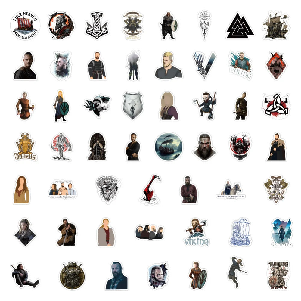 10/50Pcs American TV Series Vikings Stickers Decals Laptop Car Phone Skateboard Bike Fridge Notebook Waterproof Sticker Kid Toy (ONLINE ORDER ONLY)